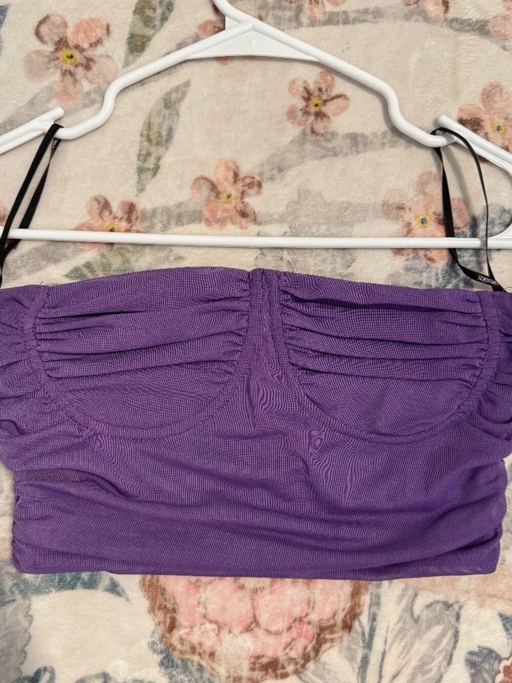 NWOT Forever 21 Purple Ruched Mesh Strapless Bustier Crop Top S